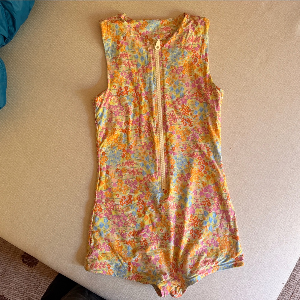 Stone Fox Swim Floral Zip-Front One-Piece in Yellow, Pink, Blue